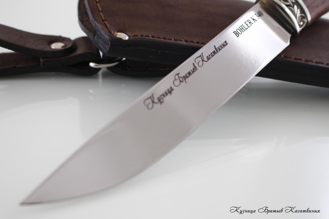 Нож Лиса сталь Bohler k 340. Рукоять Бубинга Помеле.