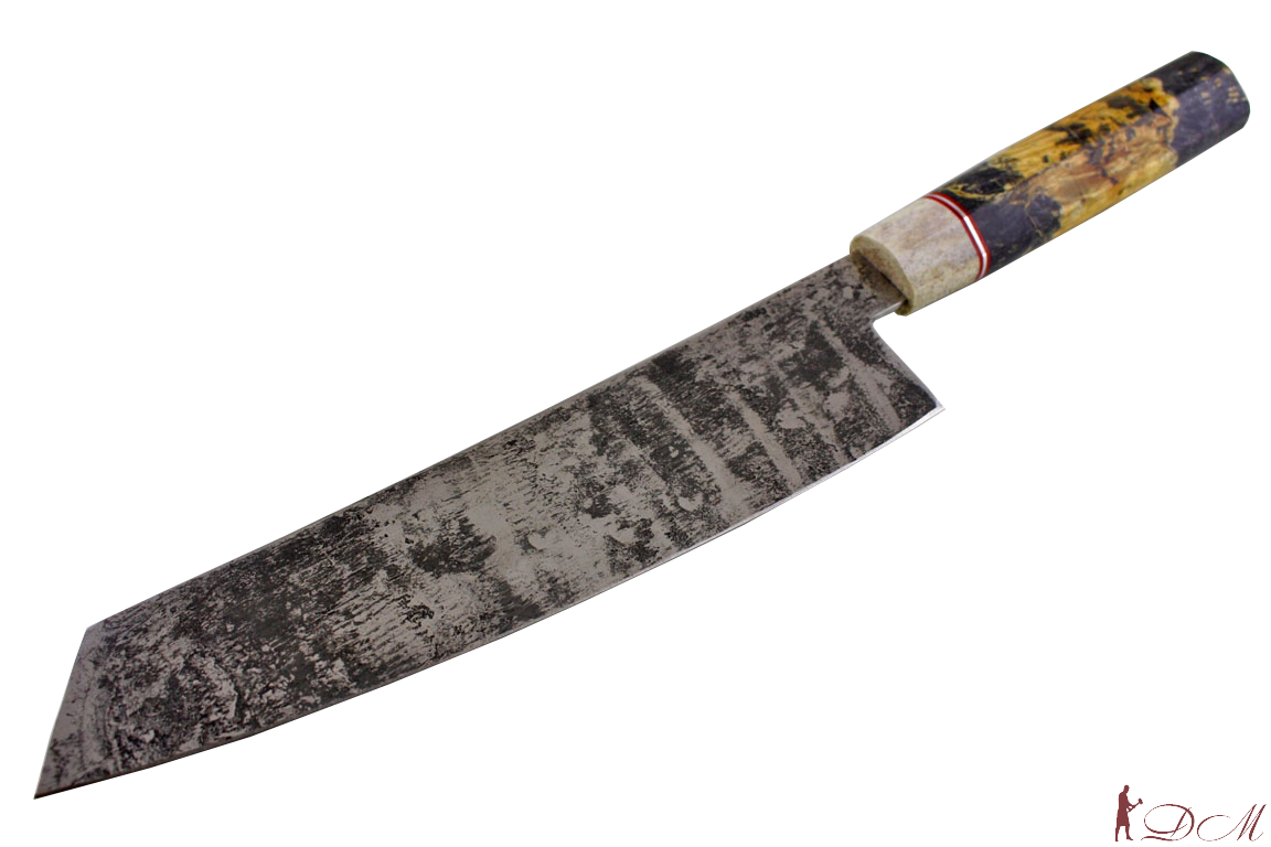 Японский кухонный нож Кирицуке Кованая 95х18. Рукоять рог, кап клена.