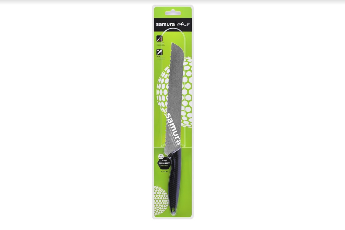 SG-0055B Нож кухонный Samura GOLF Stonewash для хлеба 230 мм, AUS-8