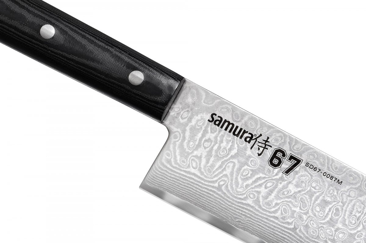 SD67-0087M Нож кухонный Samura 67 Гранд Шеф 240 мм, дамаск 67 слоев, микарта