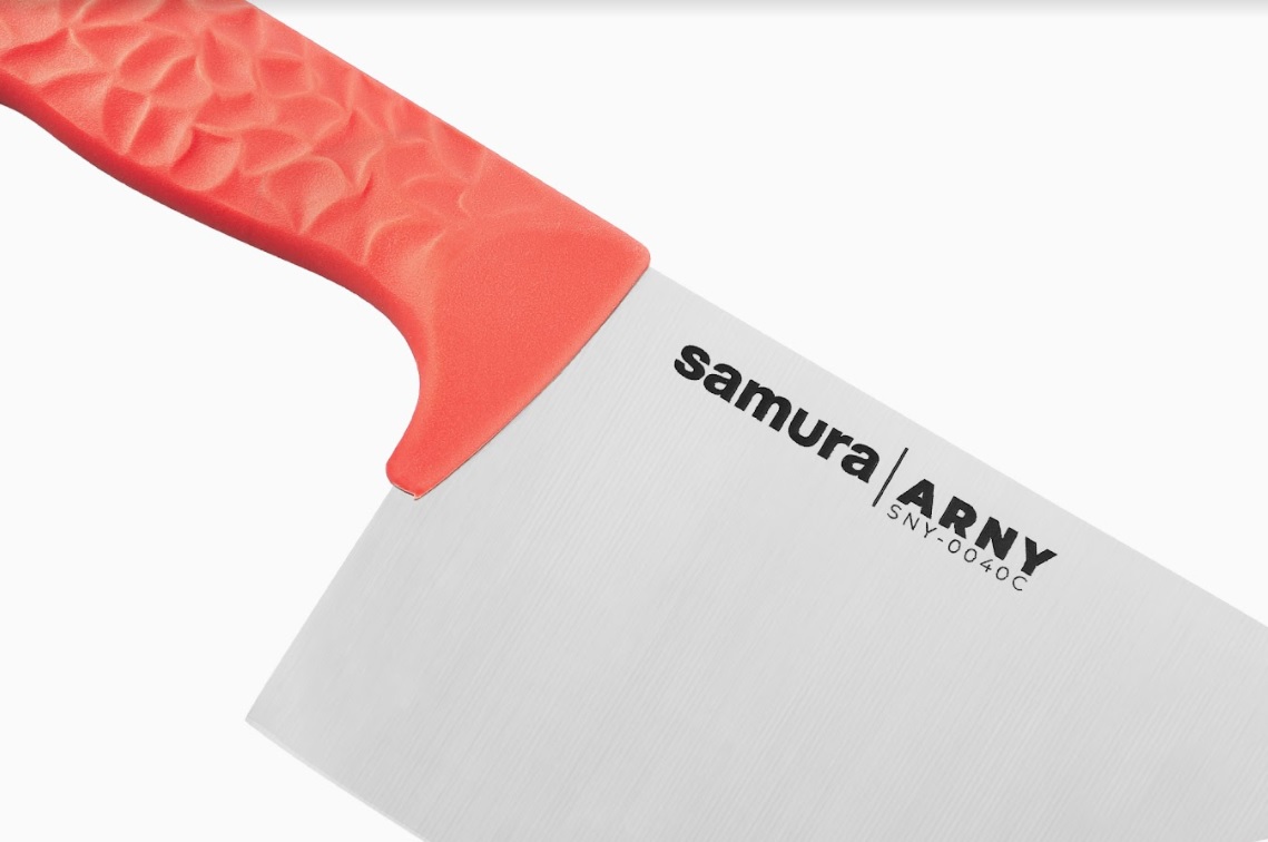 SNY-0040C Азиатский кухонный топорик Samura ARNY 209 мм, ТЭП коралловый, AUS-8