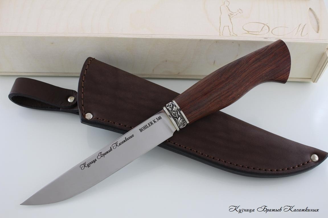 Нож Лиса сталь Bohler k 340. Рукоять Бубинга Помеле.