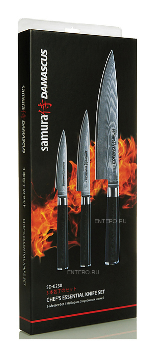 SD-0230 Набор из 3 ножей Samura DAMASCUS (10, 21, 85), G-10, дамаск 67 слоев