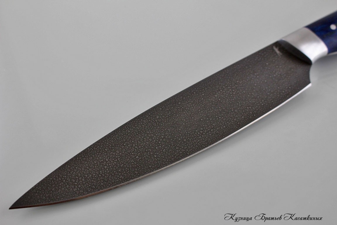 Кухонный нож Универсальный ХВ-5(Алмазная). Рукоять карельская береза(Синяя).