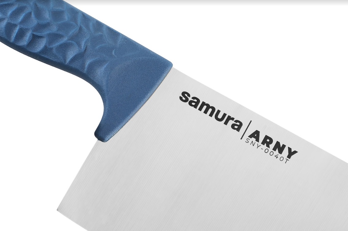 SNY-0040T Азиатский кухонный топорик Samura ARNY 209 мм, ТЭП бирюзовый, AUS-8