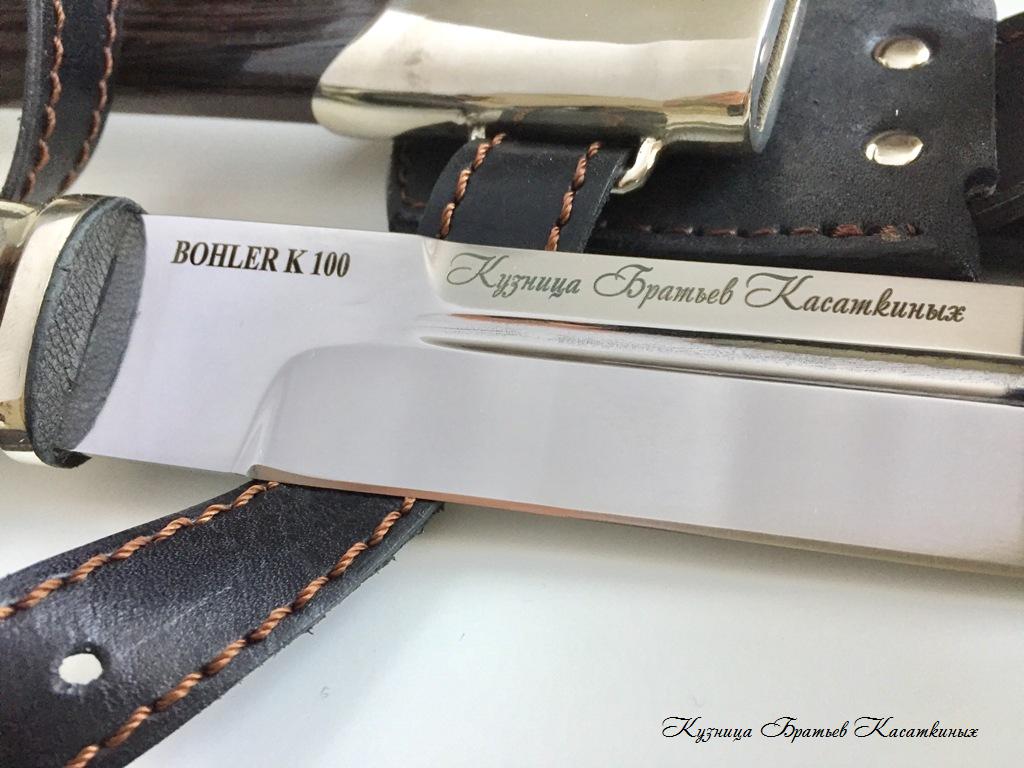 Нож казачий Пластунский сталь Bohler k100.Рукоять дерево Венге.