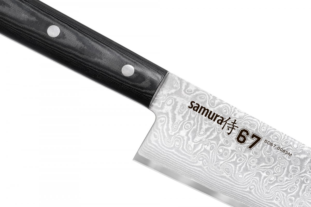 SD67-0085M Нож кухонный Samura 67 Шеф 208 мм, дамаск 67 слоев, микарта