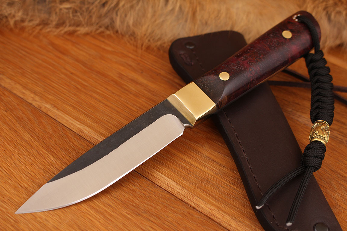 Северный нож малый, Bohler N690 фултанг, рукоять кап клена.