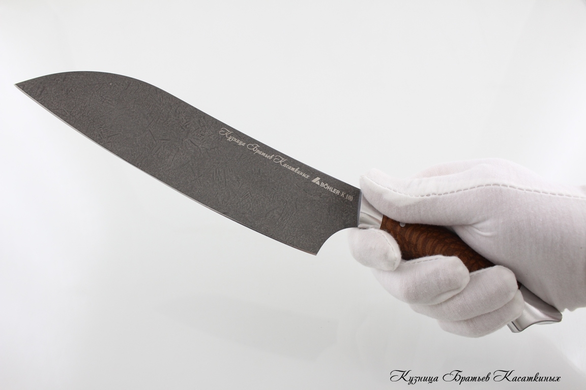 Нож Сантоку Bohler K100. Рукоять дерево Лайсвуд.