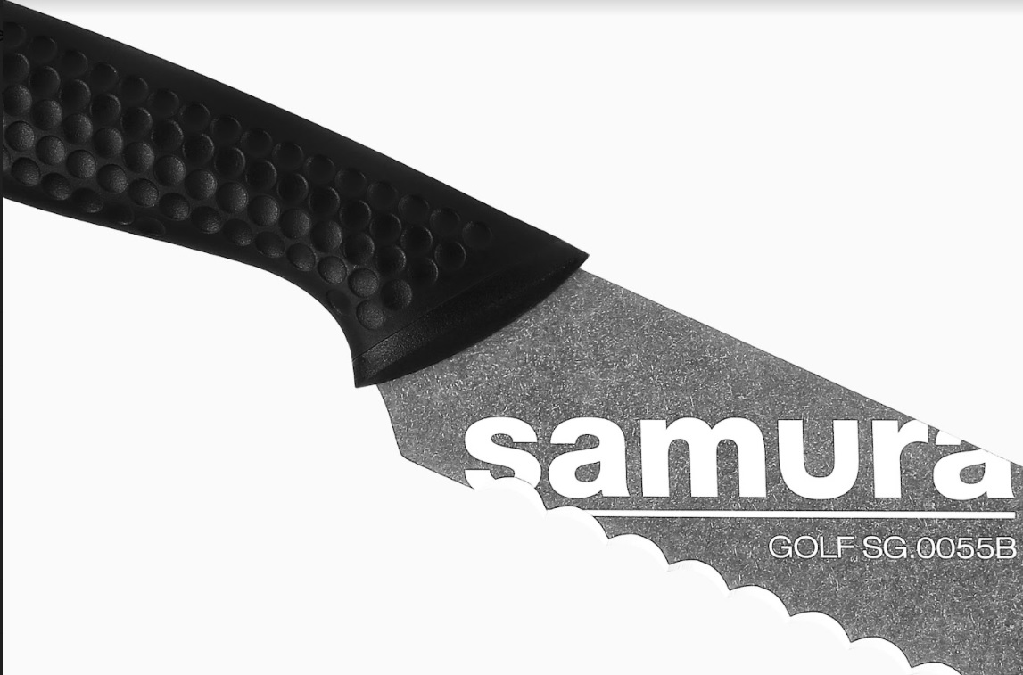 SG-0055B Нож кухонный Samura GOLF Stonewash для хлеба 230 мм, AUS-8