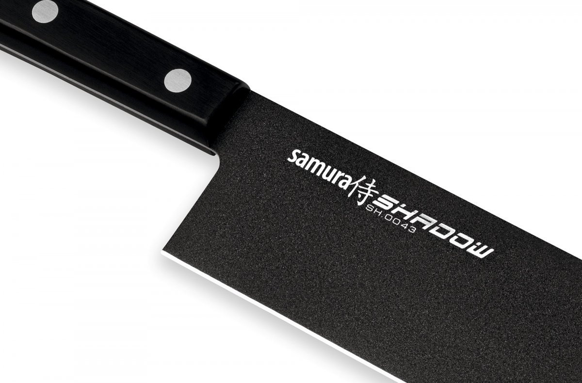 SH-0043 Нож кухонный Samura SHADOW накири с покрытием Black-coating 170 мм, AUS-8, ABS пластик