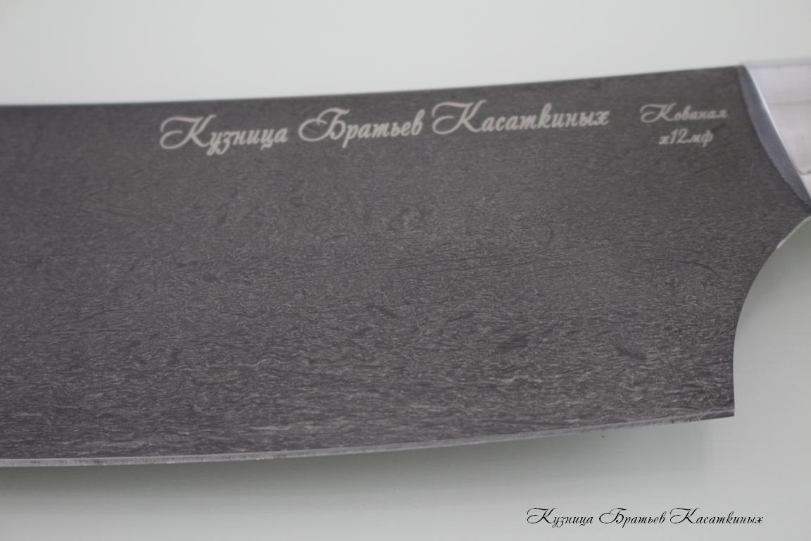 Нож Сантоку кованая х12мф. Рукоять дерево Падук.