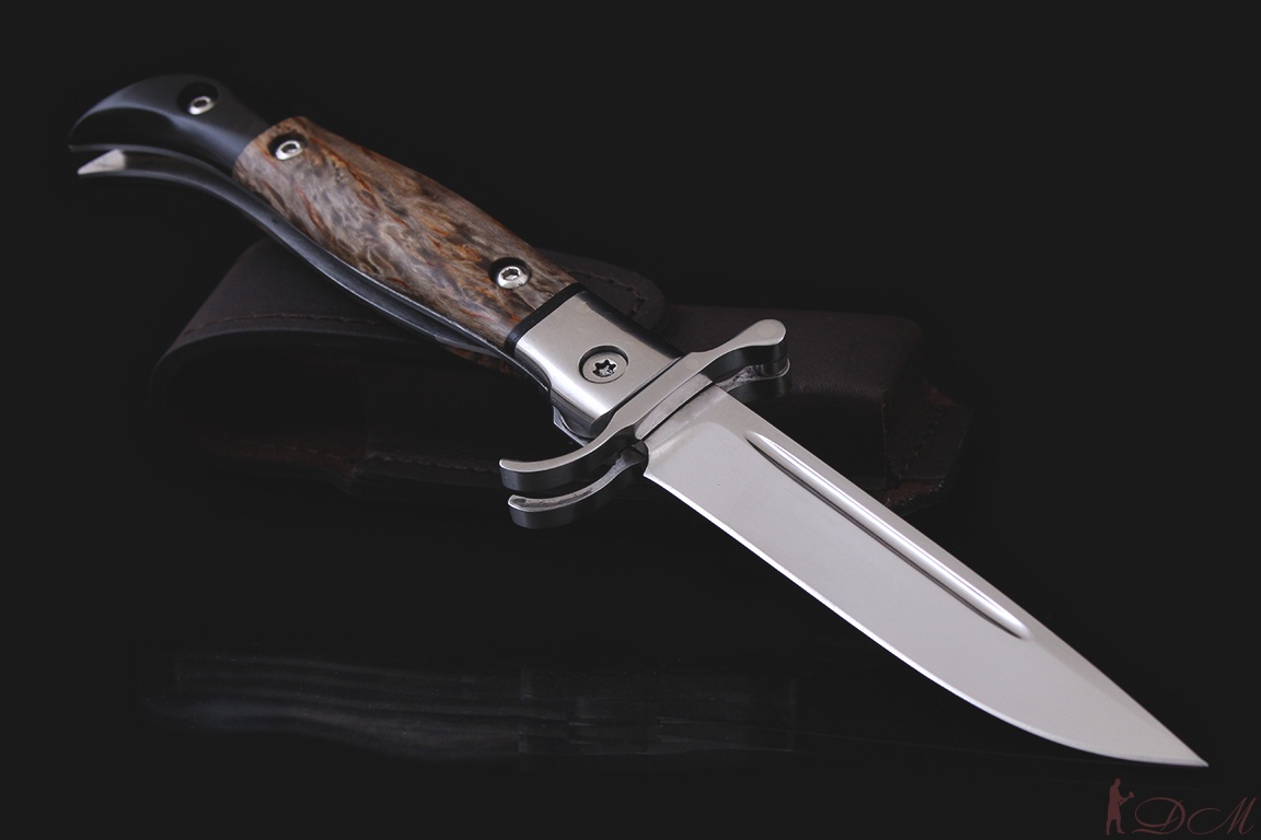 Складная Финка НКВД с красной звездой. Сталь Böhler N690. Рукоять карельская береза.